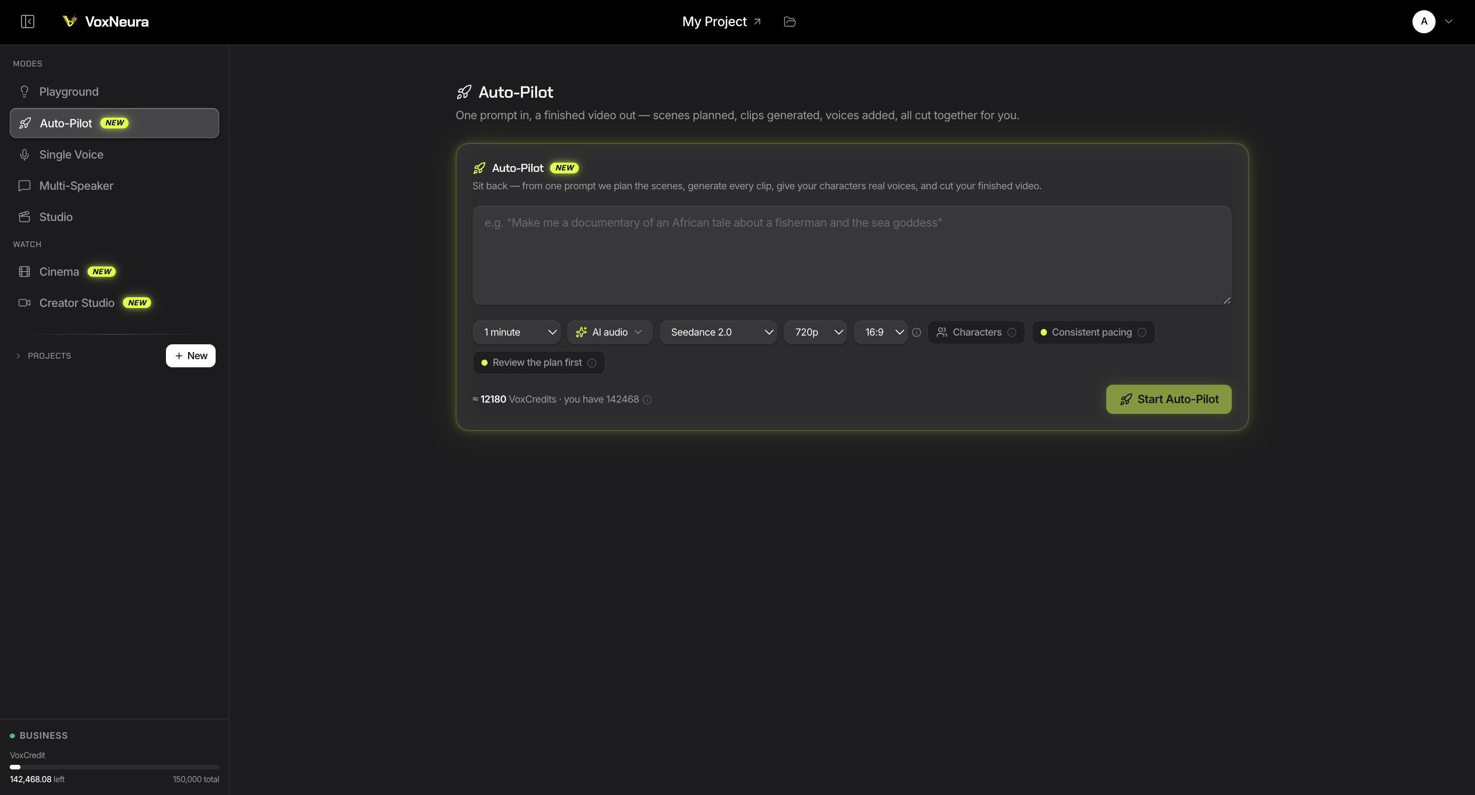 VoxNeura Auto-Pilot interface