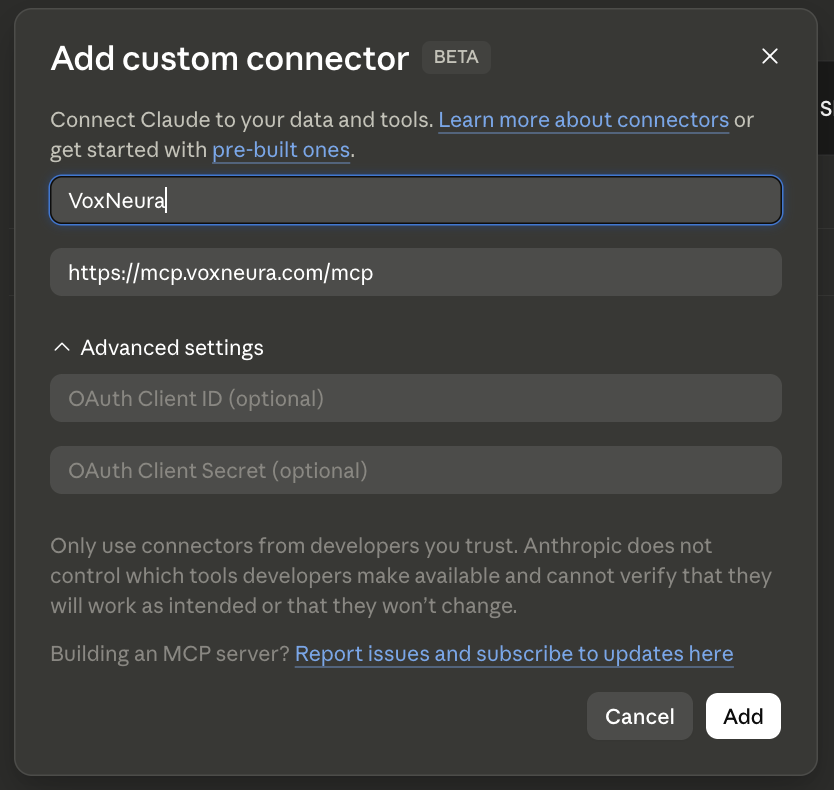 Add a custom connector
